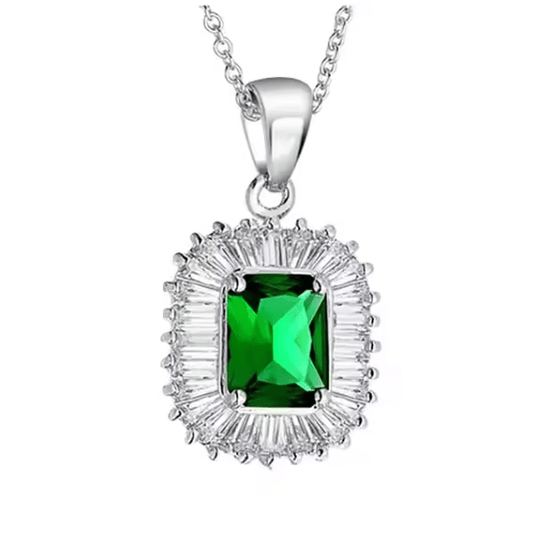 Emerald Gemstones Pendant Set